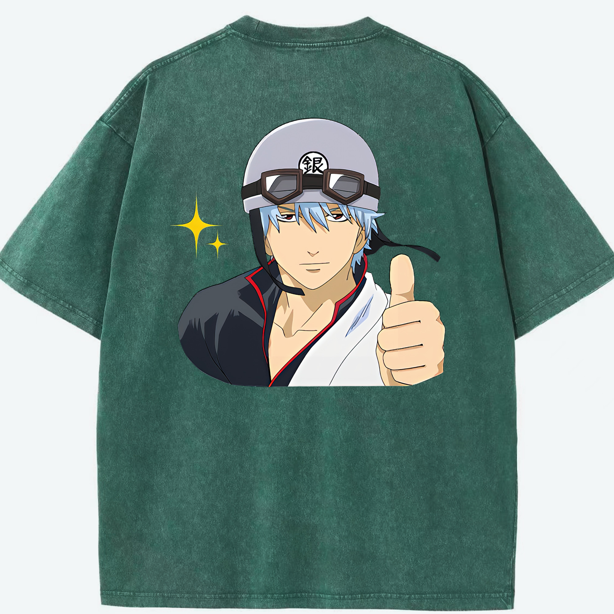 （画像用） ぎんたま 坂田銀時（さかたぎんとき） 神楽 志村新八（しむら しんぱち） GINTAMA Sakata Gintoki Kagura Shimura Shinpachi 綿100% ヴィンテージ風 半袖Tシャツ（背面プリント）